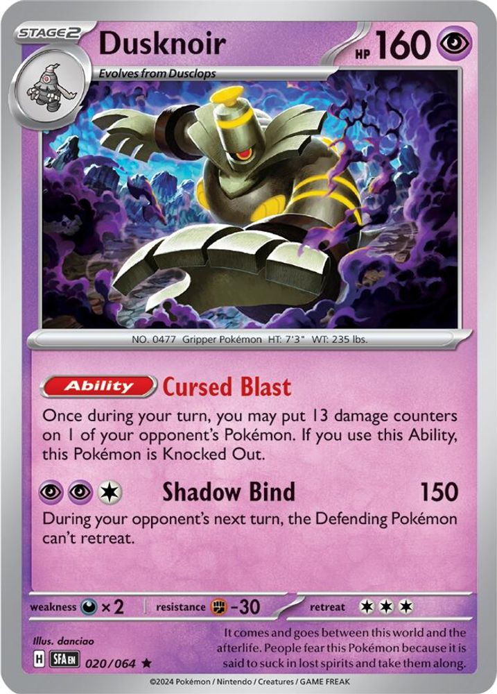 Dusknoir 020/064  - Reverse Holofoil SV Shrouded Fable - Rare