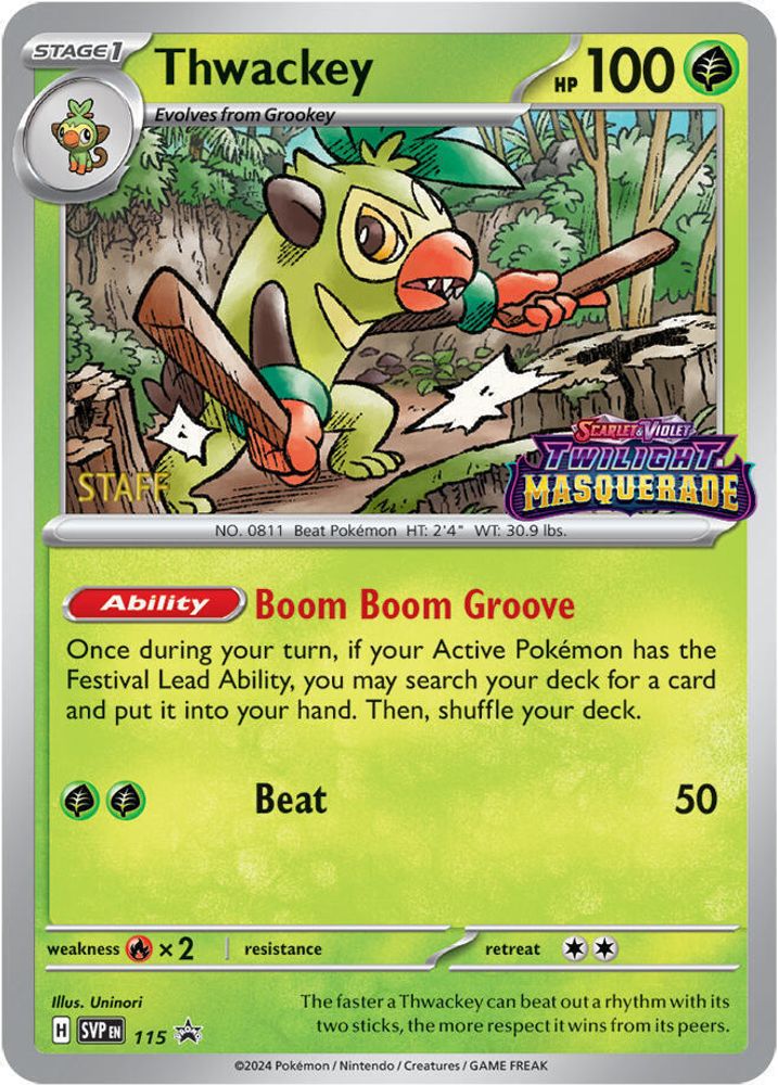 Thwackey (Prerelease) [Staff] 115  - Holofoil SV Scarlet & Violet Promo Cards - Promo
