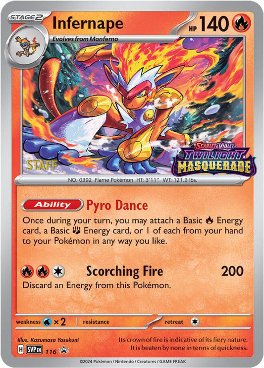 Infernape (Prerelease) [Staff] 116  - Holofoil SV Scarlet & Violet Promo Cards - Promo