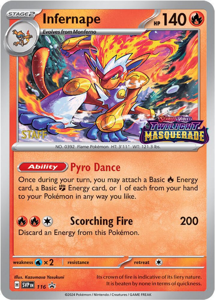 Infernape (Prerelease) [Staff] 116  - Holofoil SV Scarlet & Violet Promo Cards - Promo