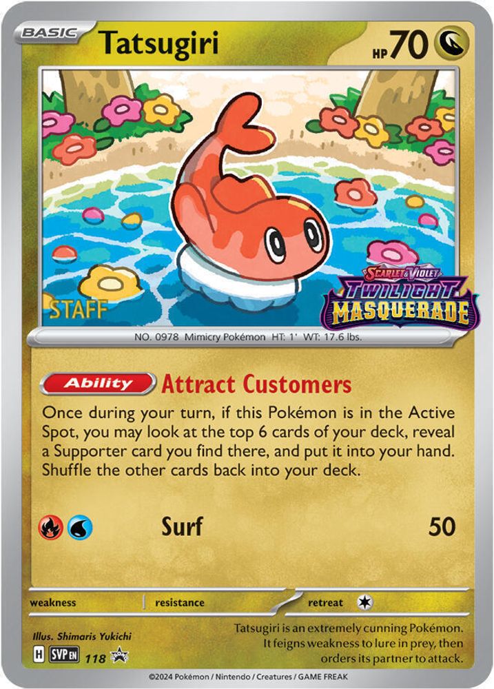 Tatsugiri (Prerelease) [Staff] 118  - Holofoil SV Scarlet & Violet Promo Cards - Promo