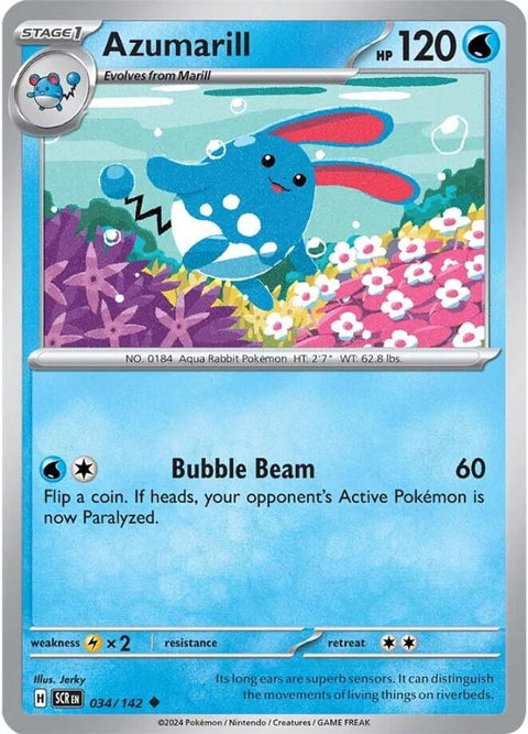 Azumarill 034  - Reverse Holofoil SV07 Stellar Crown - Uncommon