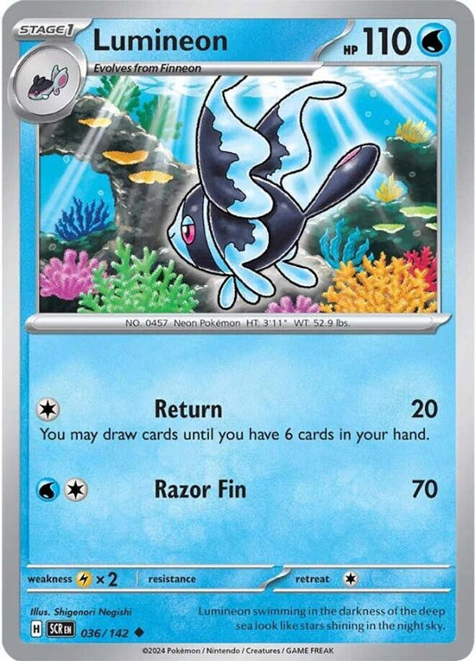Lumineon 036  - Reverse Holofoil SV07 Stellar Crown - Uncommon
