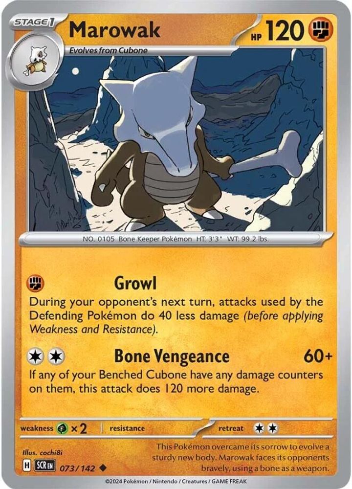Marowak 073  - Reverse Holofoil SV07 Stellar Crown - Uncommon