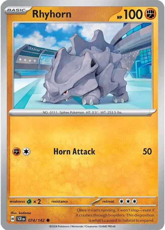 Rhyhorn 074  - Reverse Holofoil SV07 Stellar Crown - Common