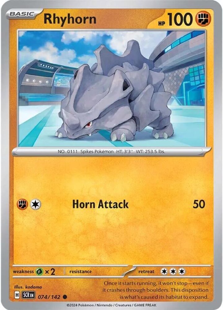 Rhyhorn 074  - Reverse Holofoil SV07 Stellar Crown - Common
