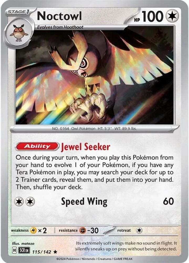 Noctowl 115  - Holofoil SV07 Stellar Crown - Rare