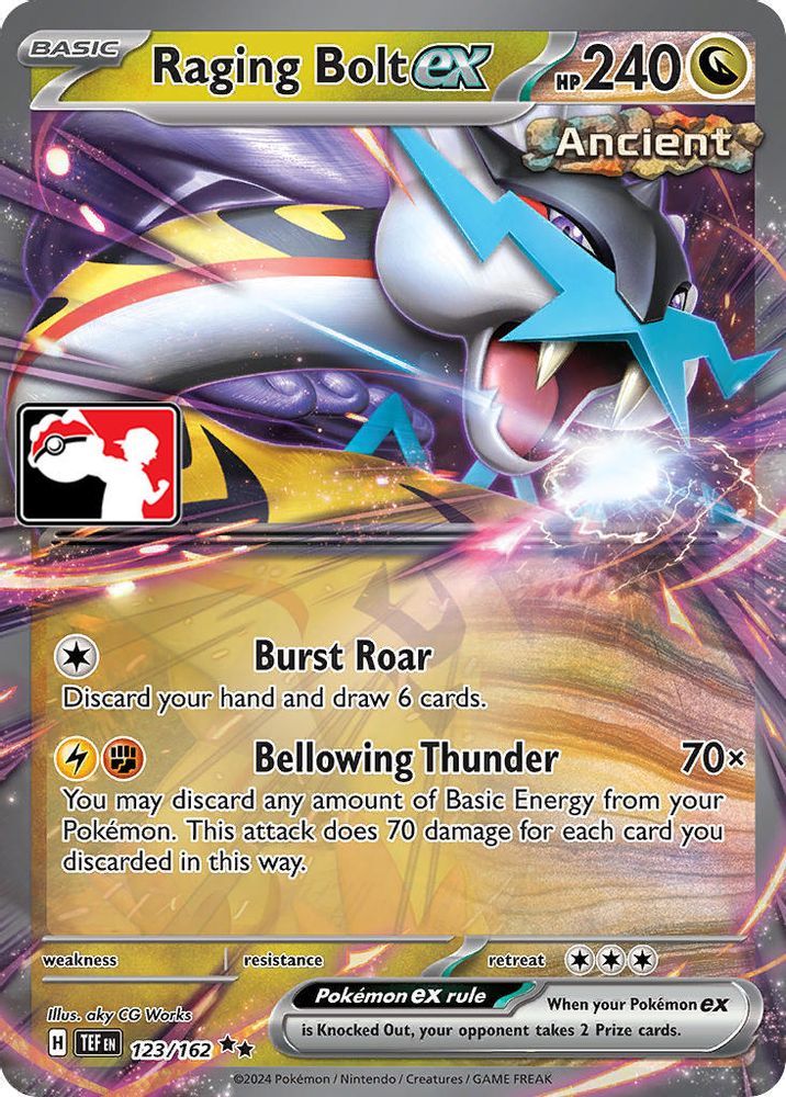 Raging Bolt ex 123/162  - Holofoil Prize Pack Series Cards - Double Rare