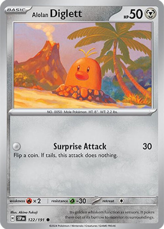 Alolan Diglett 122  - Reverse Holofoil SV08 Surging Sparks - Common