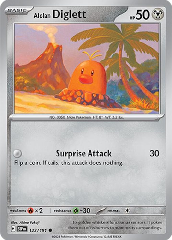 Alolan Diglett 122  - Reverse Holofoil SV08 Surging Sparks - Common