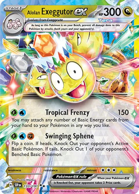 Alolan Exeggutor ex 133/191  - Holofoil SV08 Surging Sparks - Double Rare
