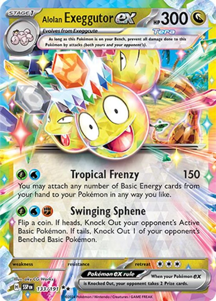 Alolan Exeggutor ex 133/191  - Holofoil SV08 Surging Sparks - Double Rare
