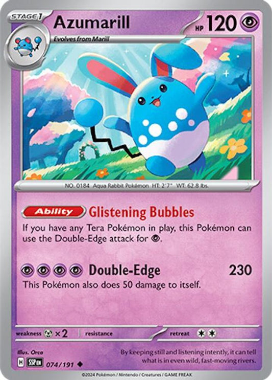 Azumarill 074  - Reverse Holofoil SV08 Surging Sparks - Uncommon
