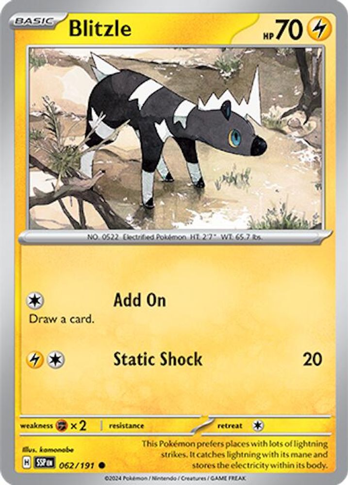 Blitzle 062  - Reverse Holofoil SV08 Surging Sparks - Common