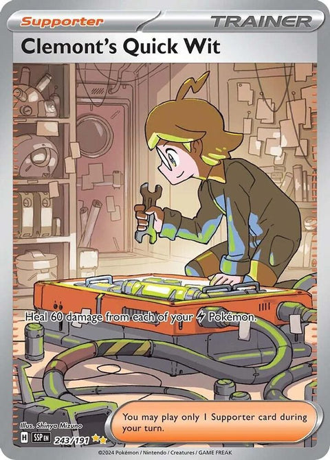 Clemont's Quick Wit 243/191  - Holofoil SV08 Surging Sparks - Special Illustration Rare