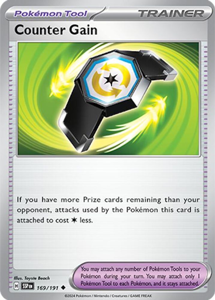 Counter Gain 169  - Reverse Holofoil SV08 Surging Sparks - Uncommon