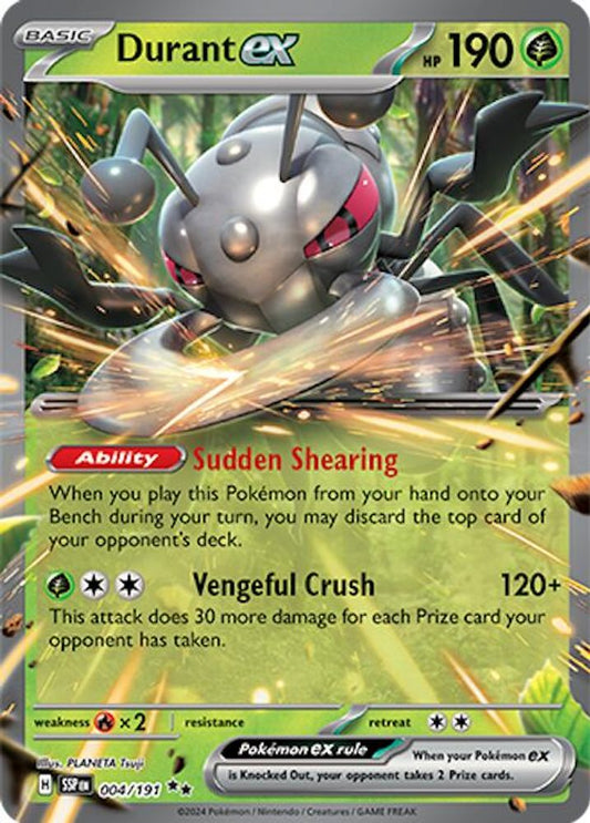 Durant ex 004/191  - Holofoil SV08 Surging Sparks - Double Rare