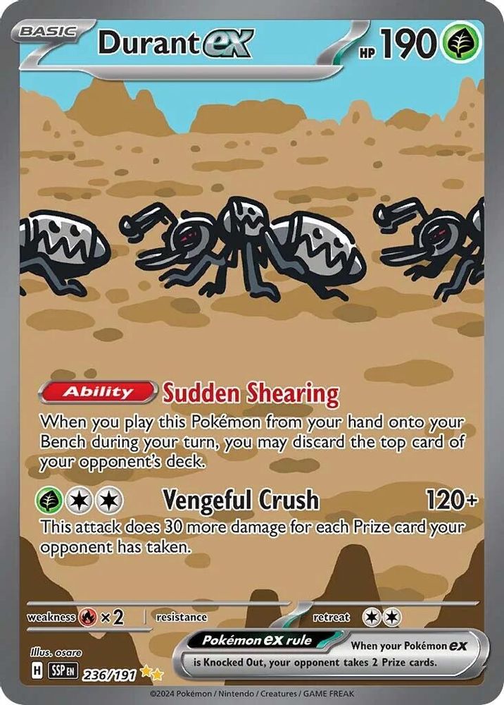 Durant ex 236/191  - Holofoil SV08 Surging Sparks - Special Illustration Rare