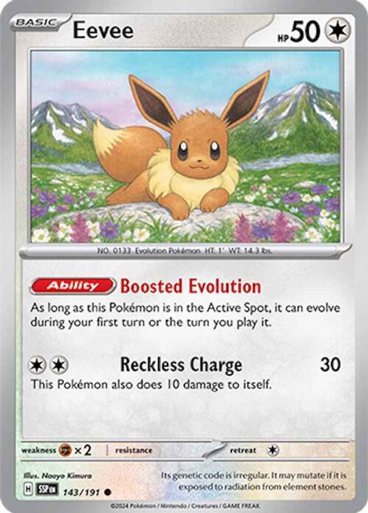 Eevee 143  - Reverse Holofoil SV08 Surging Sparks - Common