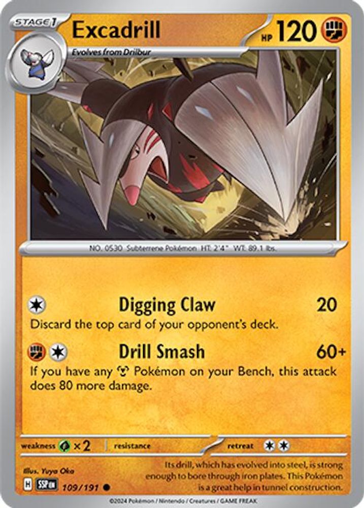 Excadrill 109  - Reverse Holofoil SV08 Surging Sparks - Common
