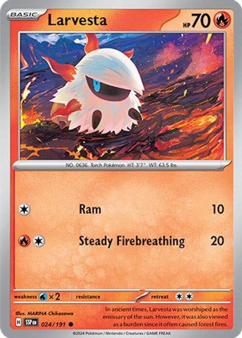 Larvesta 024/191  - Reverse Holofoil SV08 Surging Sparks - Common