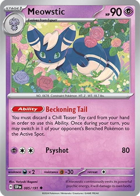 Meowstic 085  - Reverse Holofoil SV08 Surging Sparks - Uncommon