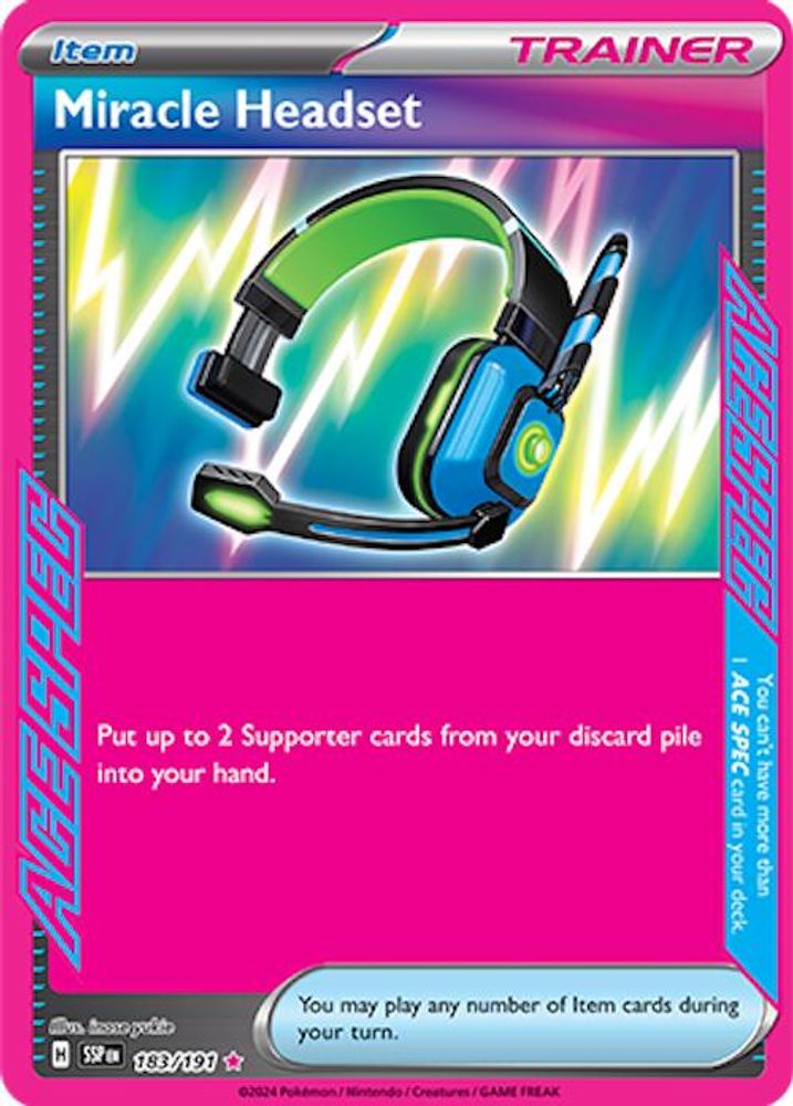 Miracle Headset 183  - Holofoil SV08 Surging Sparks - ACE SPEC Rare