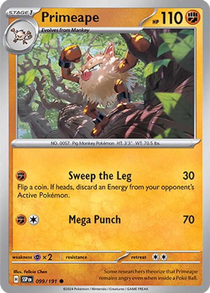 Primeape 099  - Reverse Holofoil SV08 Surging Sparks - Common