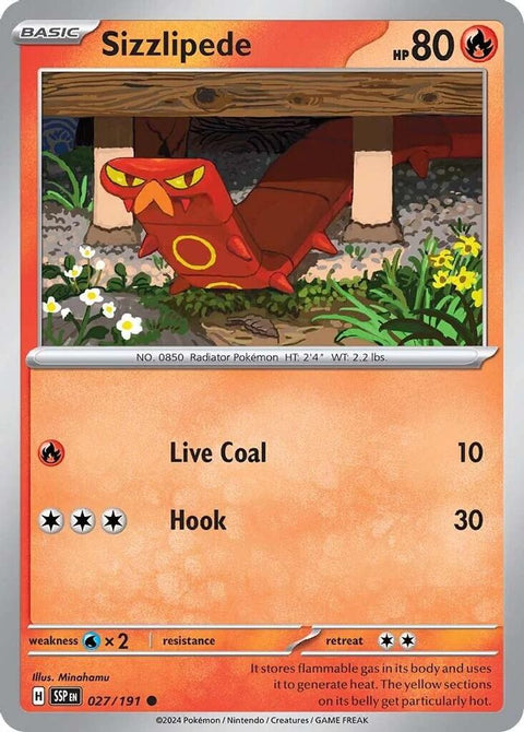 Sizzlipede 027  - Reverse Holofoil SV08 Surging Sparks - Common