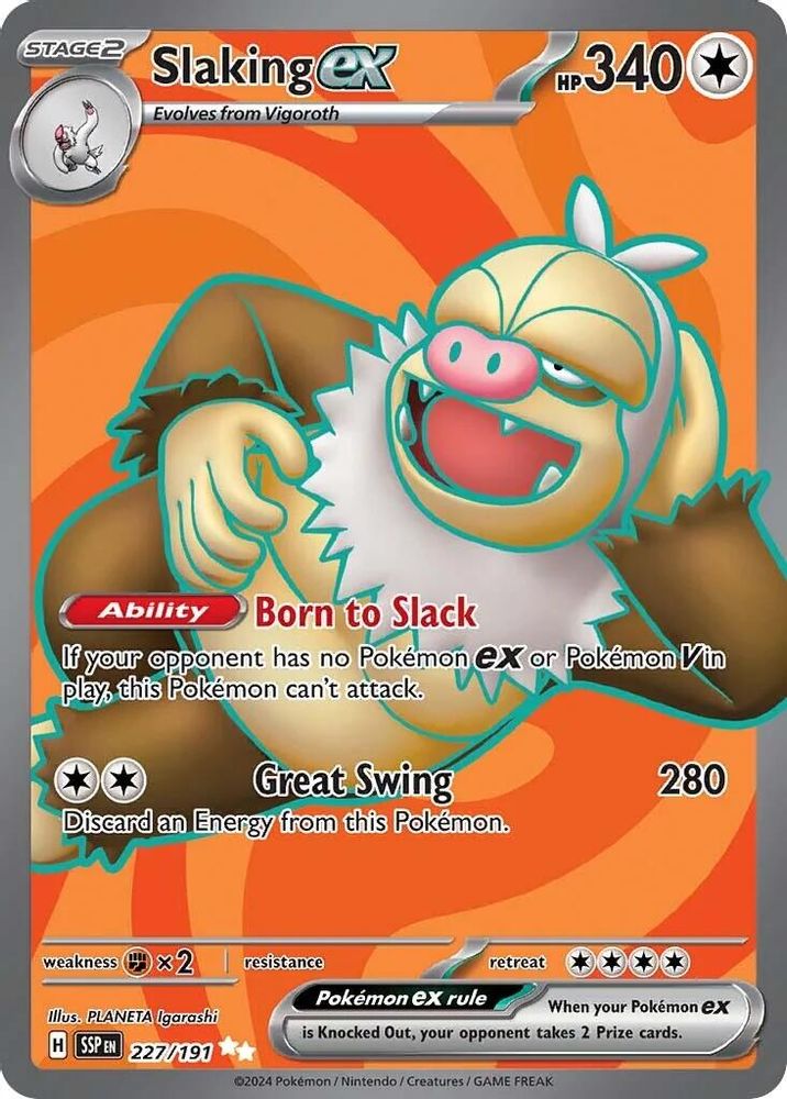 Slaking ex 227/191  - Holofoil SV08 Surging Sparks - Ultra Rare
