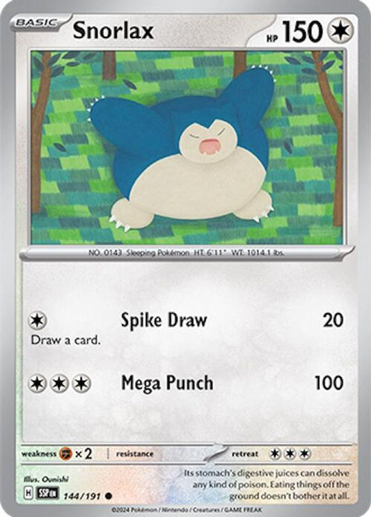 Snorlax 144  - Reverse Holofoil SV08 Surging Sparks - Common