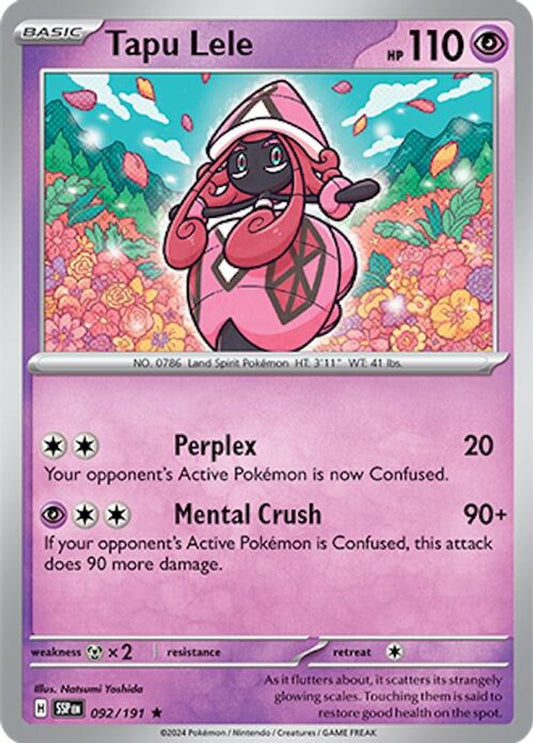 Tapu Lele 092  - Reverse Holofoil SV08 Surging Sparks - Rare