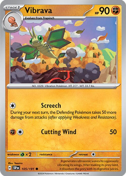 Vibrava 105/191  - Reverse Holofoil SV08 Surging Sparks - Common