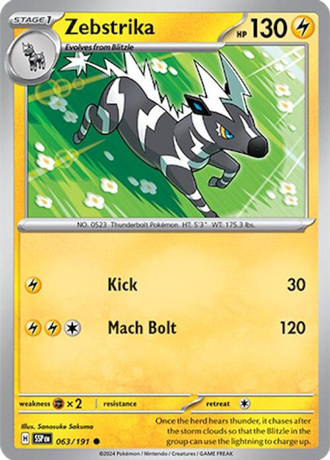 Zebstrika 063  - Reverse Holofoil SV08 Surging Sparks - Common