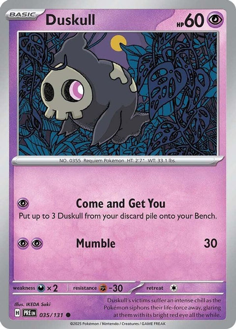 Duskull 035  - Reverse Holofoil SV Prismatic Evolutions - Common