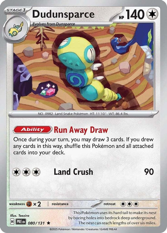 Dudunsparce 080  - Reverse Holofoil SV Prismatic Evolutions - Rare