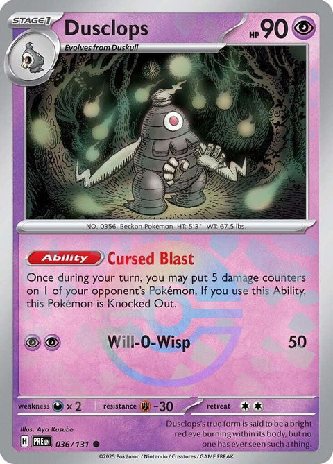 Dusclops (Poke Ball Pattern) 036  - Holofoil SV Prismatic Evolutions - Common
