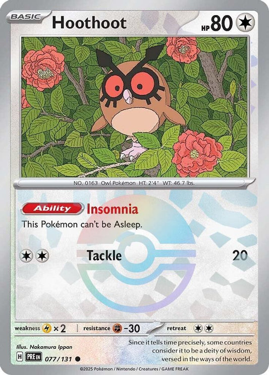 Hoothoot (Poke Ball Pattern) 077  - Holofoil SV Prismatic Evolutions - Common