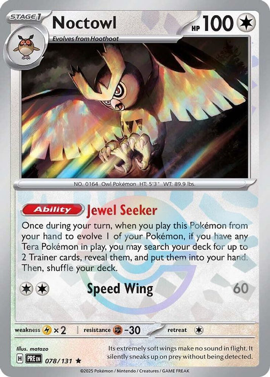 Noctowl (Poke Ball Pattern) 078  - Holofoil SV Prismatic Evolutions - Rare
