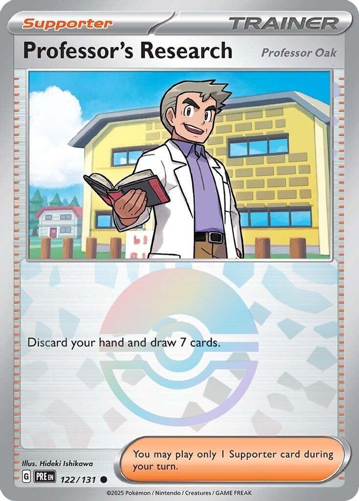 Professor's Research [Professor Oak] (Poke Ball Pattern) 122  - Holofoil SV Prismatic Evolutions - Common