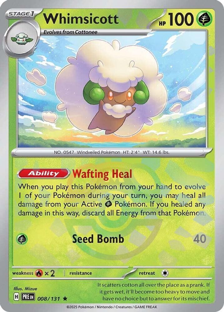 Whimsicott (Master Ball Pattern) 008  - Holofoil SV Prismatic Evolutions - Rare