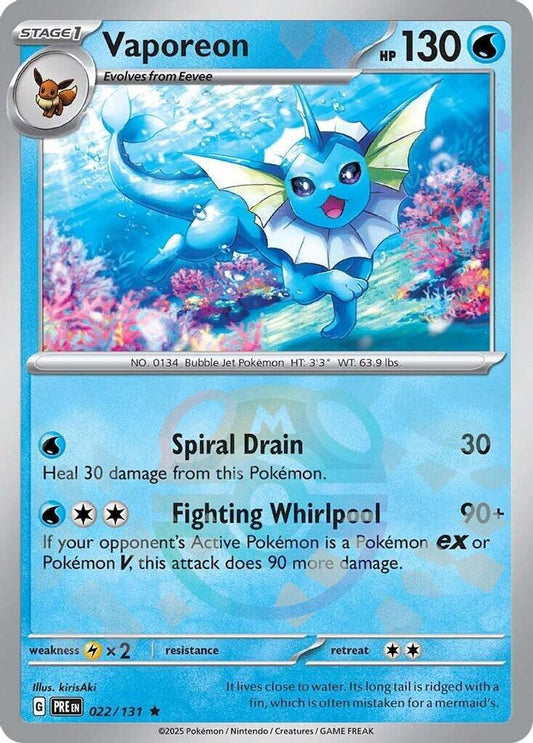 Vaporeon (Master Ball Pattern) 022  - Holofoil SV Prismatic Evolutions - Rare