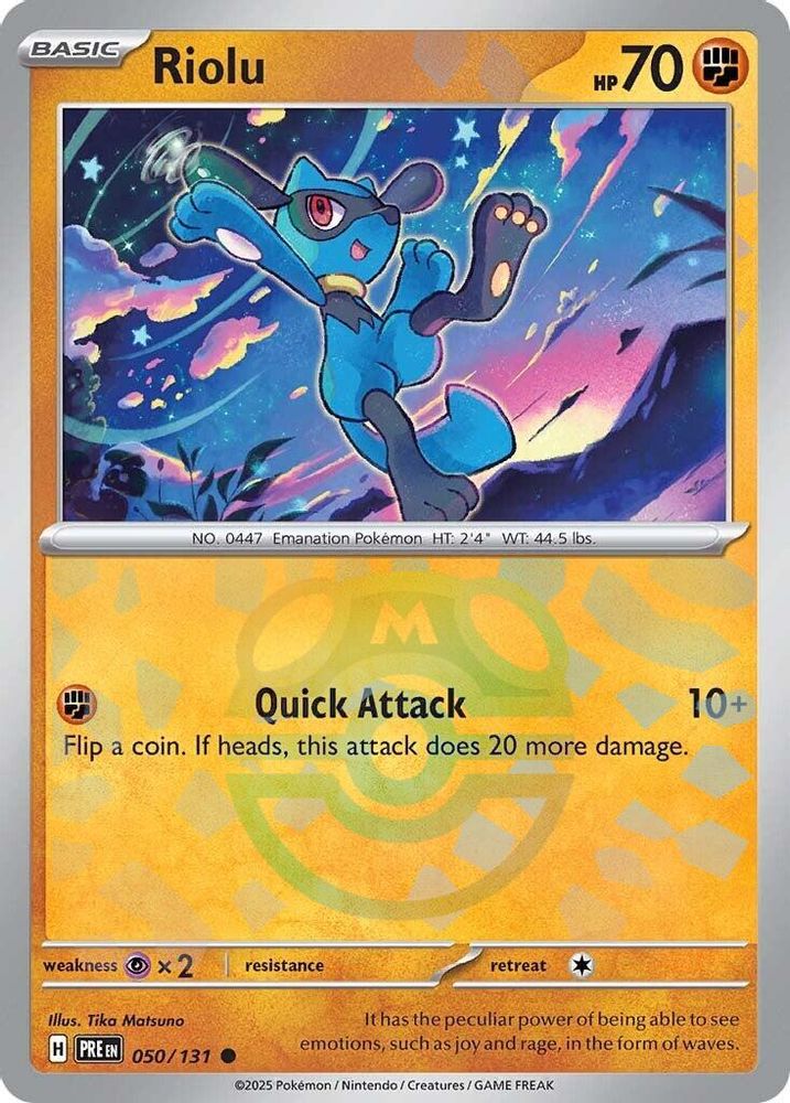 Riolu (Master Ball Pattern) 050  - Holofoil SV Prismatic Evolutions - Common