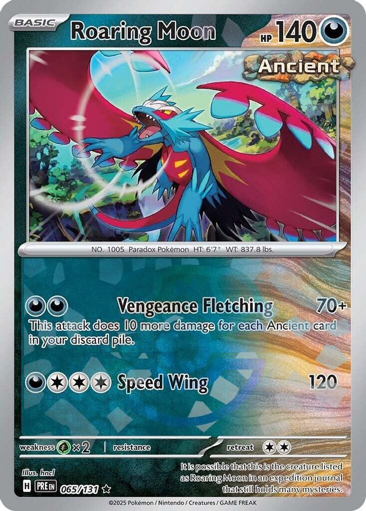 Roaring Moon (Master Ball Pattern) 065  - Holofoil SV Prismatic Evolutions - Rare