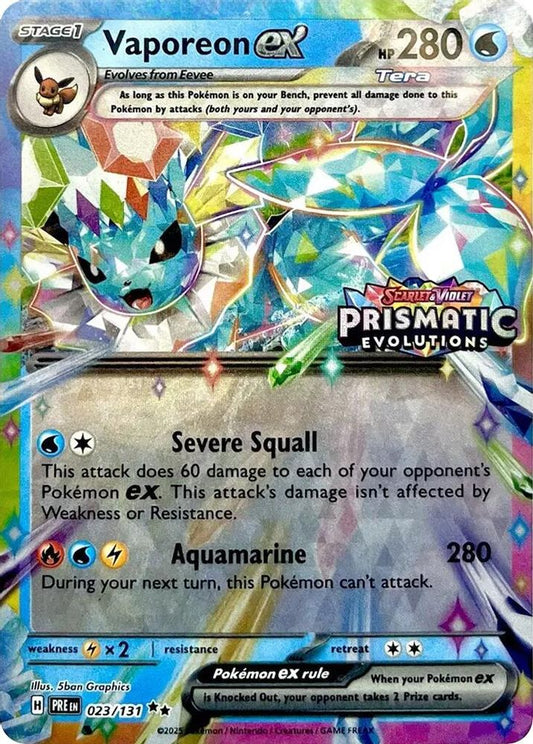 Vaporeon ex (Prismatic Evolutions Stamp) 023/131  - Holofoil Miscellaneous Cards & Products - Promo