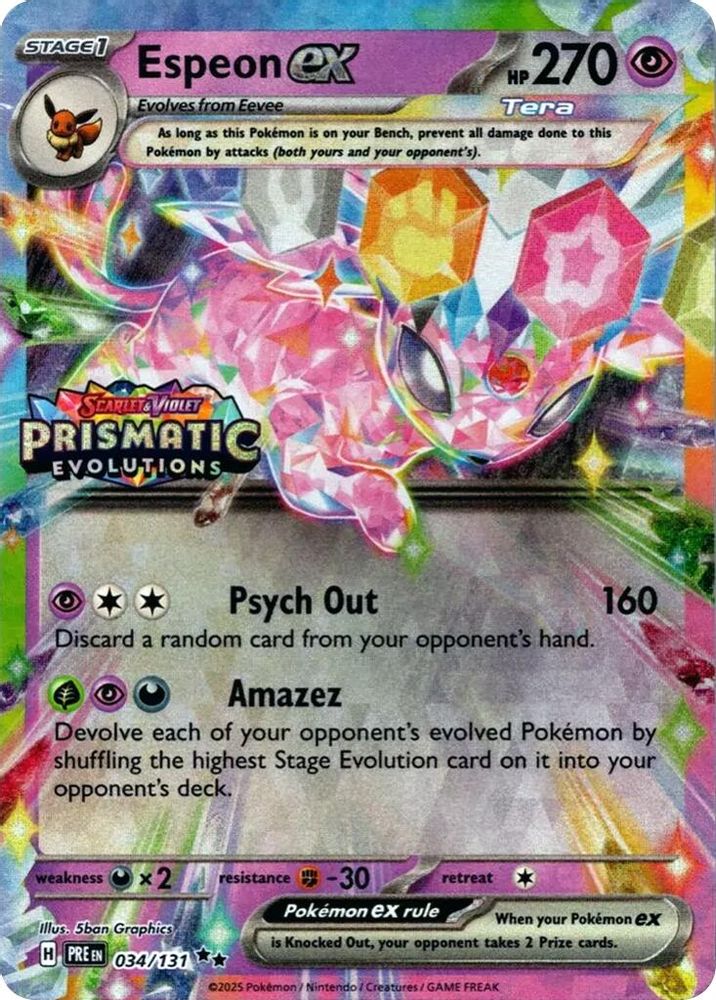 Espeon ex (Prismatic Evolutions Stamp) 034/131  - Holofoil Miscellaneous Cards & Products - Promo