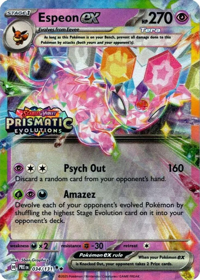 Espeon ex (Prismatic Evolutions Stamp) 034/131  - Holofoil Miscellaneous Cards & Products - Promo