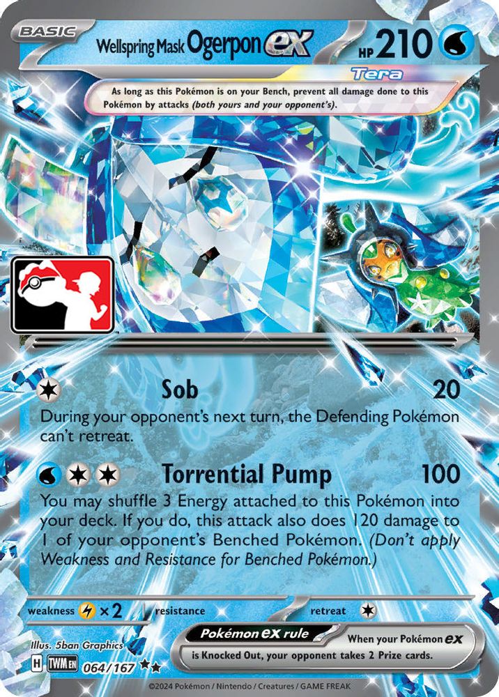 Wellspring Mask Ogerpon ex 064  - Holofoil Prize Pack Series Cards - Double Rare