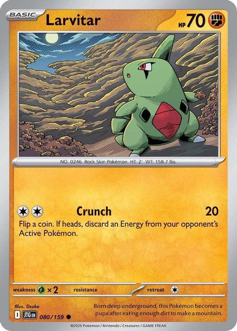 Larvitar 080  - Reverse Holofoil SV09 Journey Together - Common