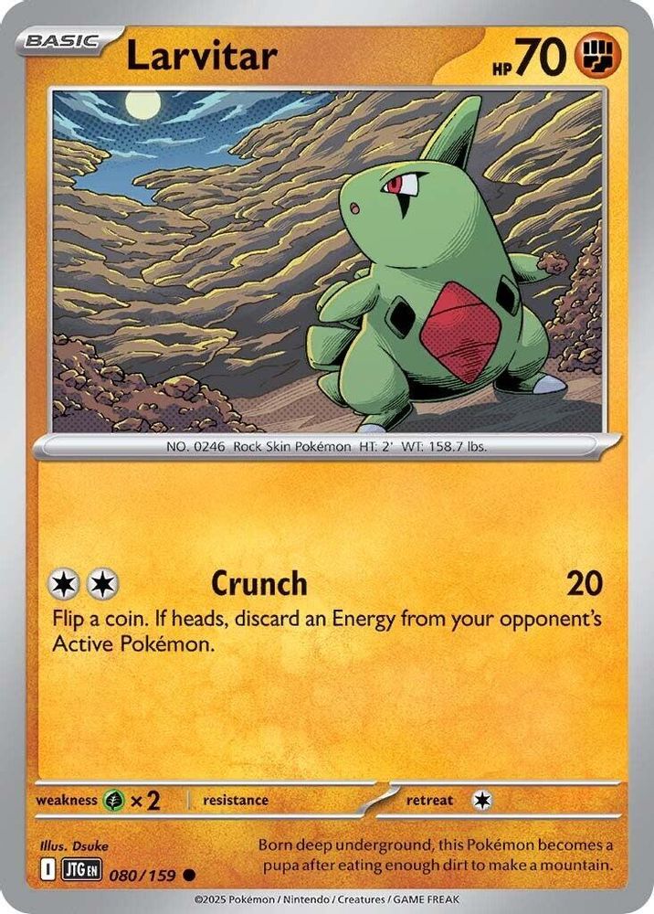 Larvitar 080  - Reverse Holofoil SV09 Journey Together - Common